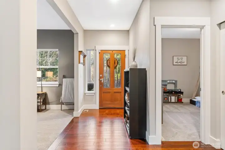 View of bonus room, foyer & bedroom 2 from main living space
