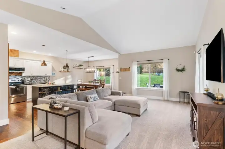 Vaulted ceilings in main living space