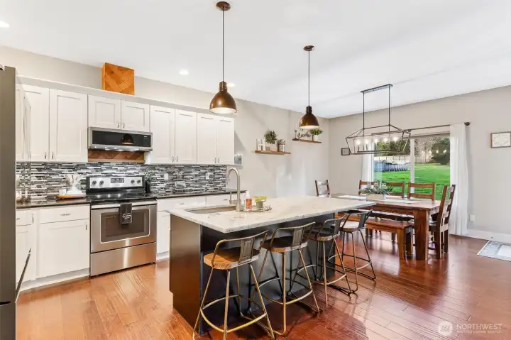 View of kitchen from living room