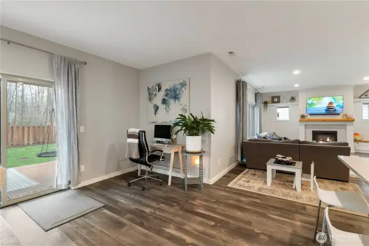 Office nook with access to the back deck