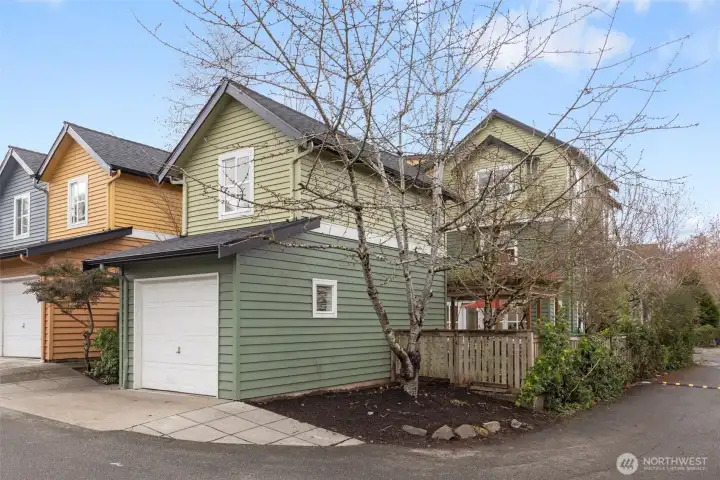View of garage from alley (yes you can parallel park in front of your garage)