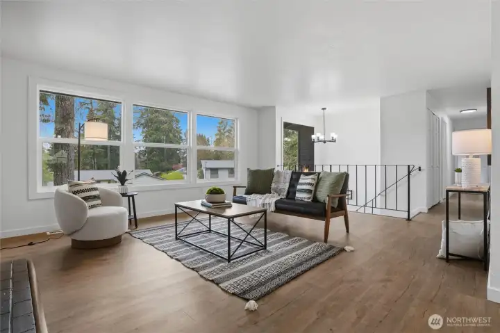 Living room with new windows