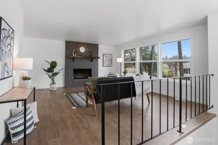 Living room view from hallway new flooring throughout