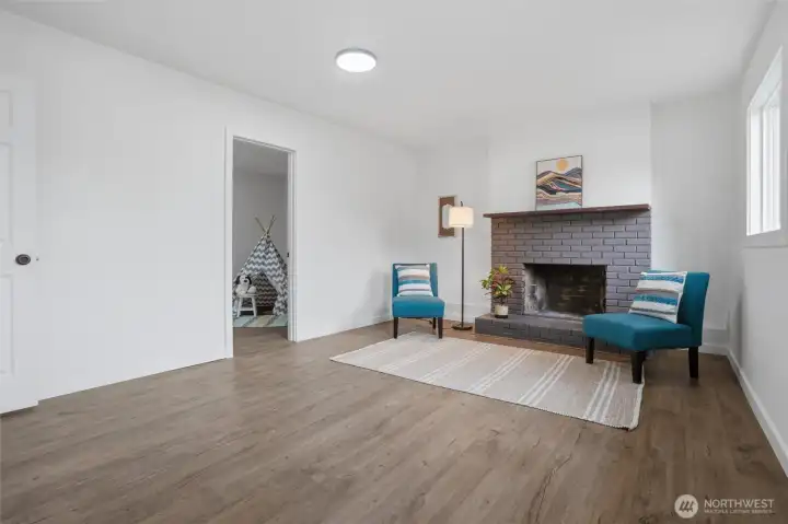 Fireplace in downstairs rec room