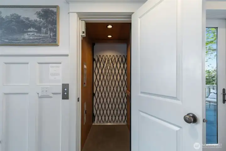 Elevator takes visitors from from door or garage straight to main living level.
