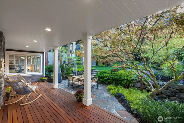 The deck is Brazilian Walnut, hardwearing and beautiful.