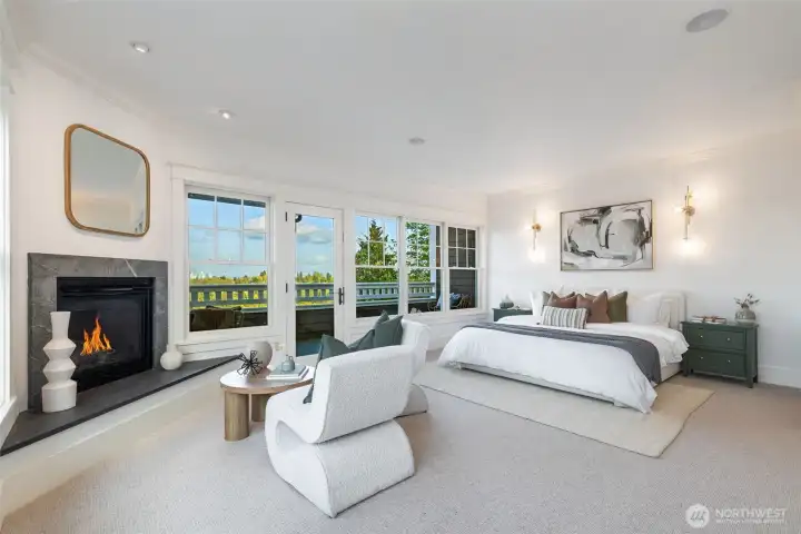 A gas fireplace and private terrace complete the package.