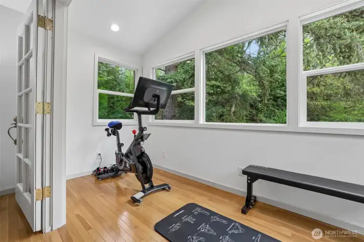 Workout room adjacent to the primary bedroom.