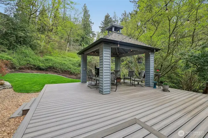 Backyard gazebo with power for a hot tub or heat lamps