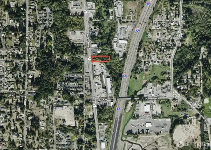 Overhead view with approximate boundaries in red. Overhead view with approximate boundaries in red.
