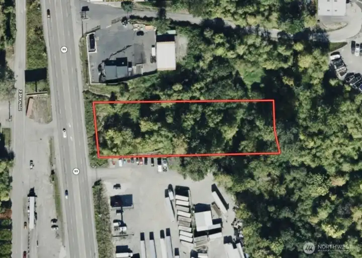 Overhead view with approximate boundaries in red. Overhead view with approximate boundaries in red.