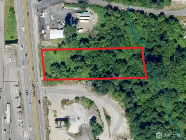 Overhead view with approximate boundaries in red. Overhead view with approximate boundaries in red.