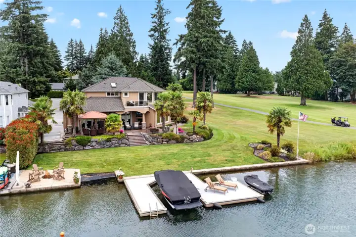 Calm channel waterfront with open water view perfect for floating and soaking up the sun