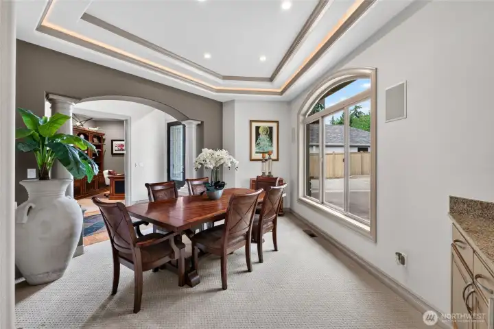 Formal dining room with custom touches