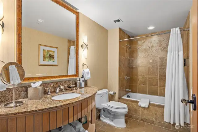 2nd bathroom with tub/shower combo.