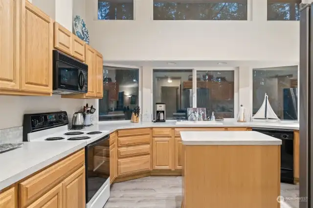 Kitchen with lots ample natural light.  Photos were taken after dark!