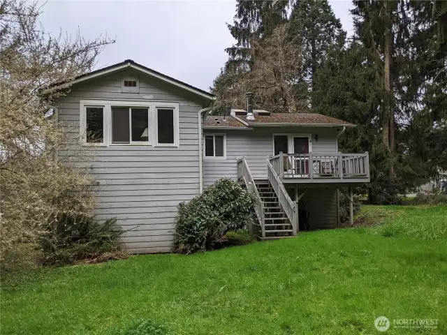 In the back yard looking towards the home