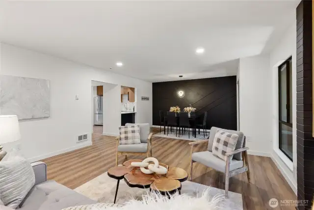 Enjoy entertaining in this open living and dining room