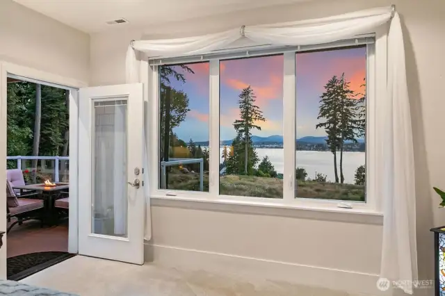 French door leads to the deck and gas firepit.