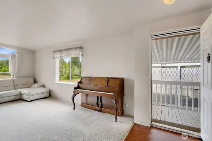 Lots of space in this open-concept home with vaulted ceilings.