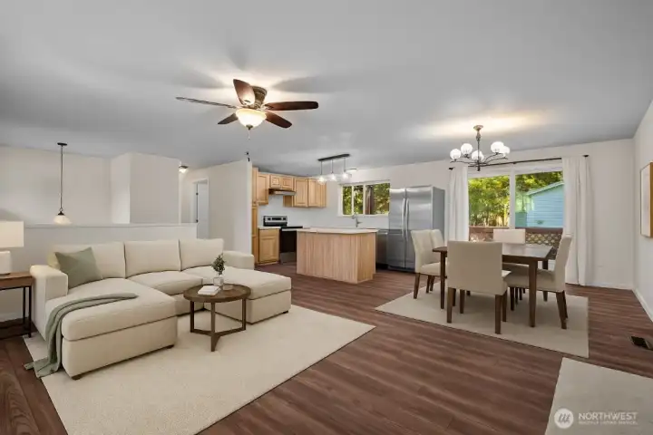 Virtually staged upstairs living room