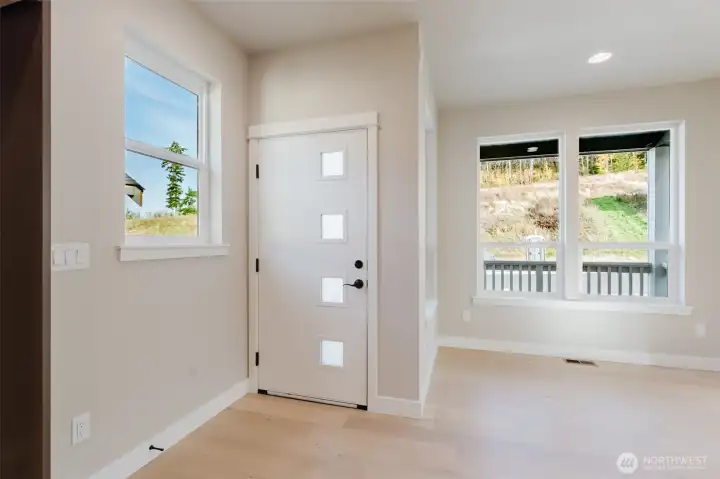 Front door and dining nook
