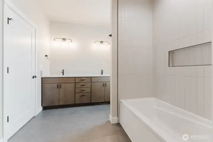 Primary Bathroom- Sheet mirror and glass shower door still to come