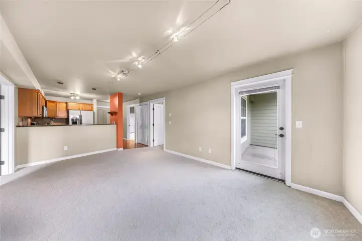 Balcony entrance right off of living room