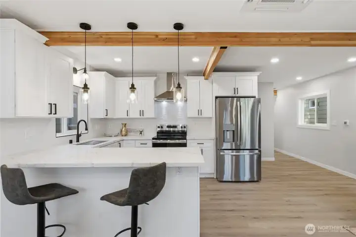 kitchen across from eating area