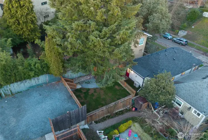 aerial backyard with parking