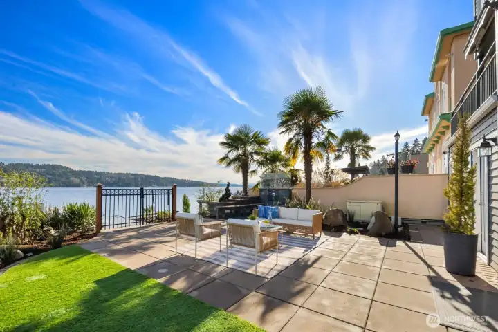 Patio, outdoor shower and dock