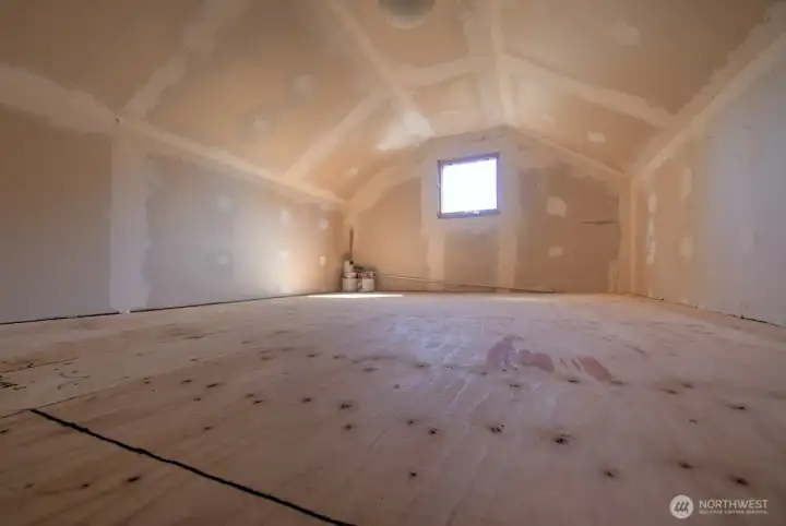 Even in the loft, windows add a warm touch of light and cross venting. Will it be: Relaxation hideaway; Overflow sleep quarters; children's bunk/play space, or?