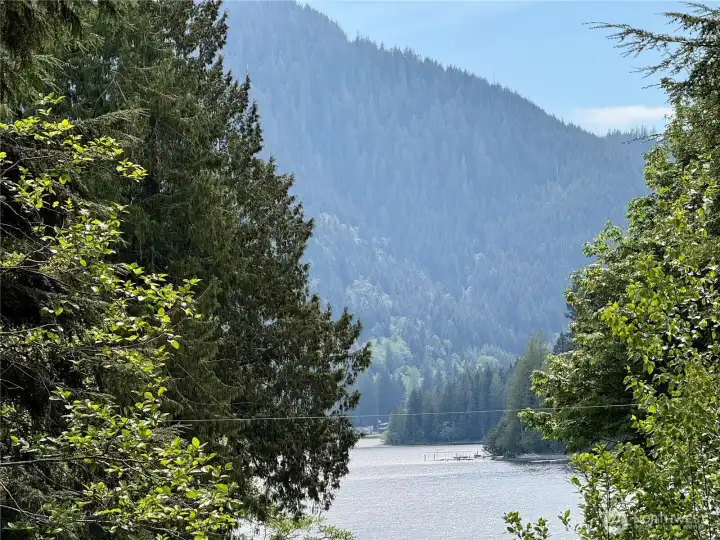 Southeast facing lake, island, and mountain views.