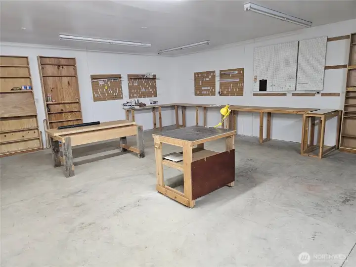 Lots of work area and benches