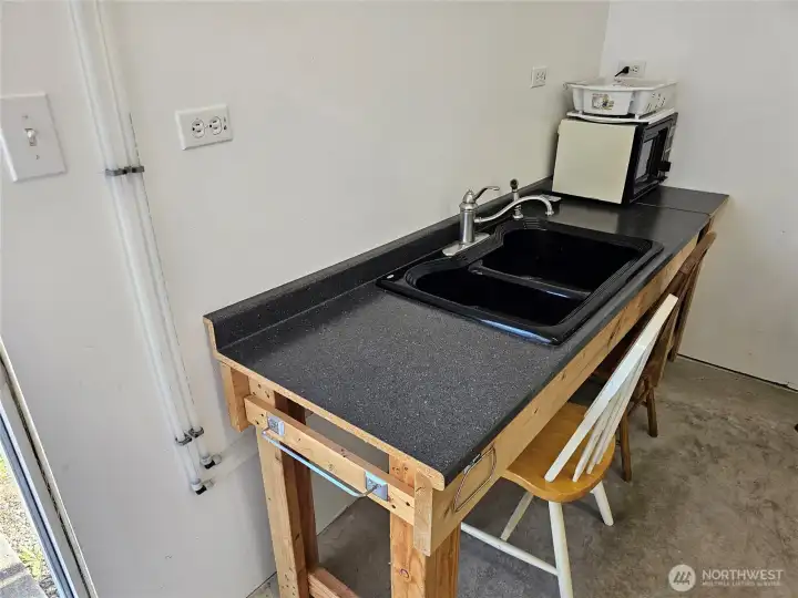 Counter space and sink in the Hobby room