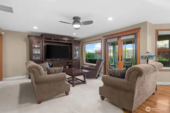 French doors to covered deck