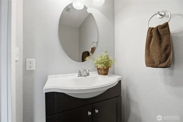 Powder room off living area Powder room off living area