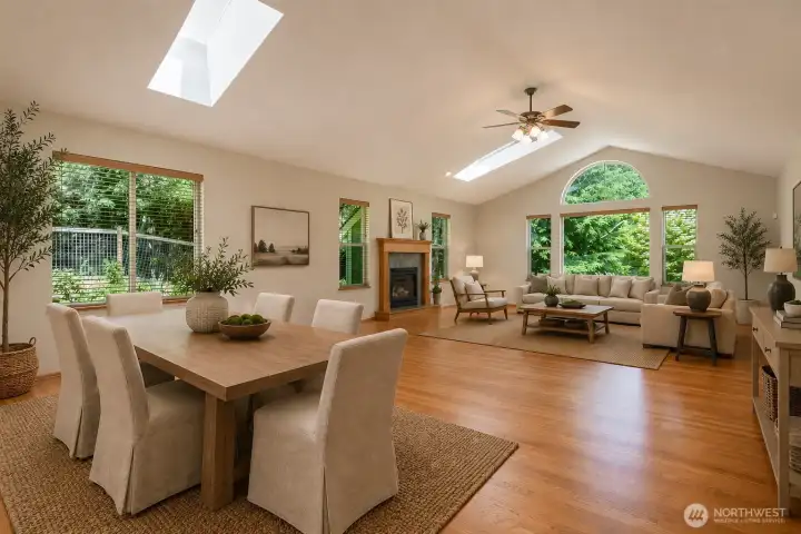 The large living and dining room means you have plenty of room for all your guests! (virtually staged) The large living and dining room means you have plenty of room for all your guests! (virtually staged)
