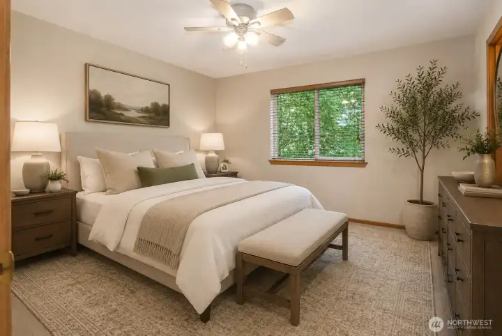 The Owner's suite is spacious and can accommodate your bedroom set. (Virtually staged) The Owner's suite is spacious and can accommodate your bedroom set. (Virtually staged)