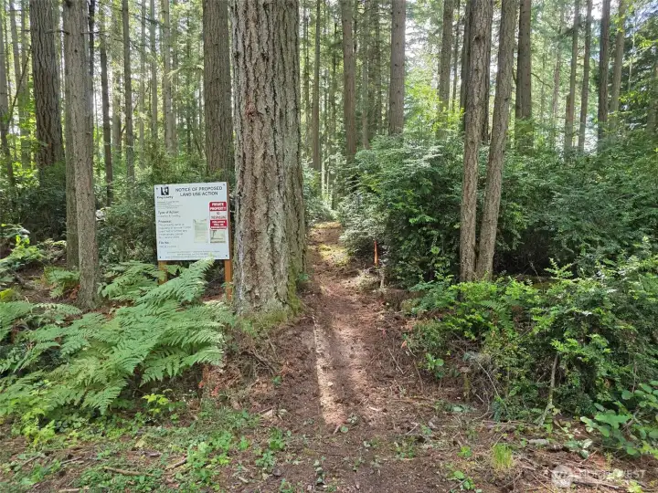 Trail entrance on Landers Road.  This is the access parcel (1422029062)for the ten acres parcel which is hundreds of feet off the main road. The eventual driveway will be here and will be a lovely entrance to the very private, very quiet, pristine home site.