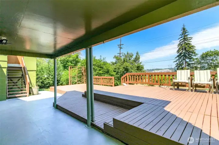 covered patio. Deck and backyard covered patio. Deck and backyard
