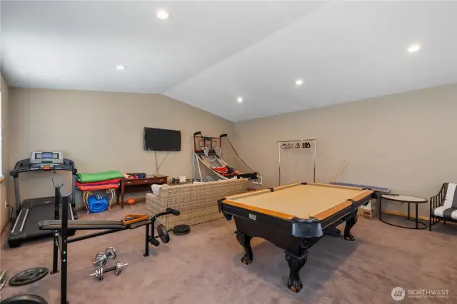 Game room above the detached 2 car garage!