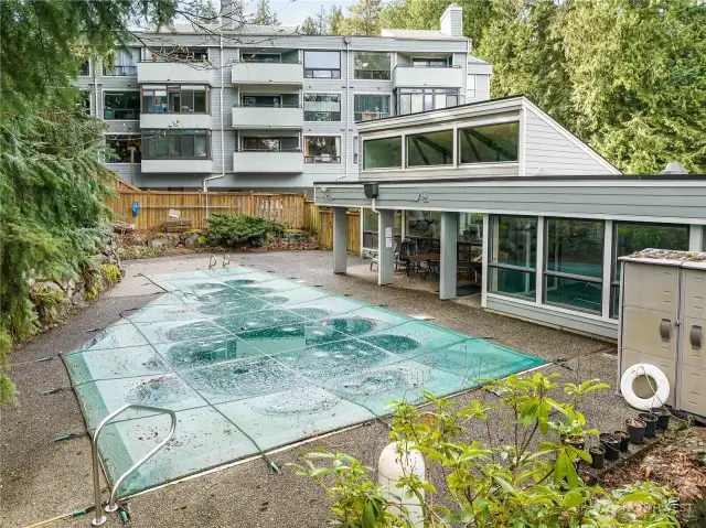 Outdoor pool adjacent to  community room.