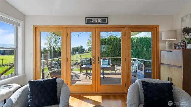 The beautiful wall of doors leads to one of the most wonderful spaces on the property.