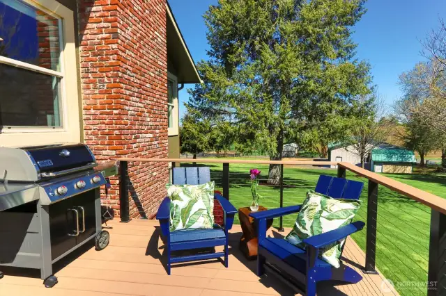 The second tier of the deck features a natural gas stub-out for your grill. (There is a second stub-out on the front deck off the kitchen, if preferred.)