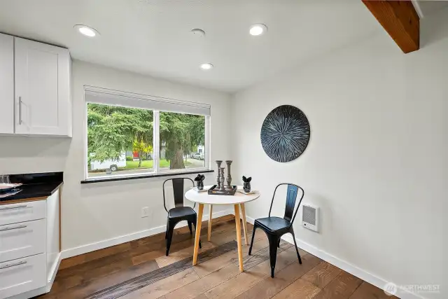 Tucked into a sunny corner, this sweet breakfast nook is perfect for slow mornings, weekend brunch, or a quiet cup of tea in the afternoon.