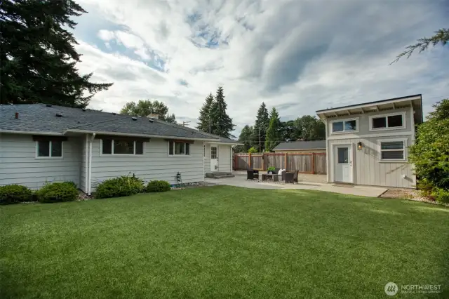 "No mow May" expands to "no mow EVER" in your new back yard! Turf keeps it tidy and green all year round!