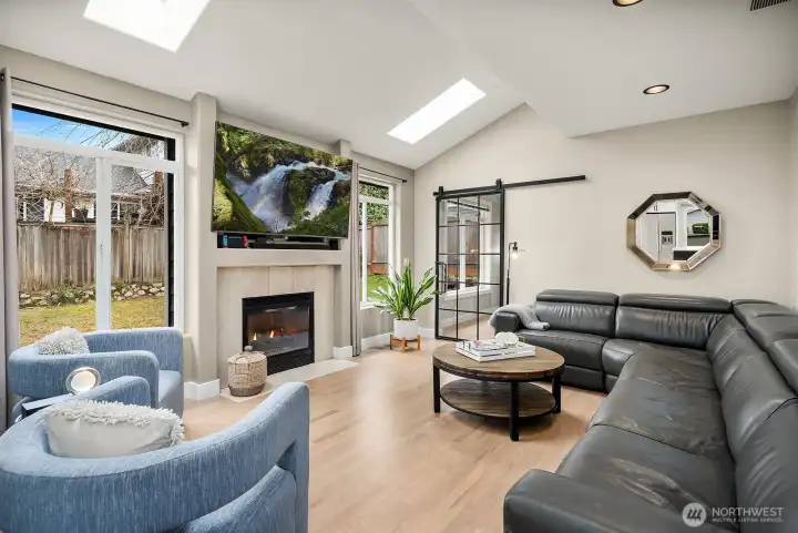 The (sky)LIGHT-filled family room.