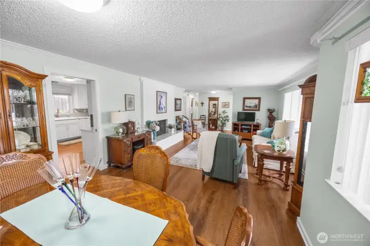 Another view, looking back into living room from the dining room.  With all this space, the options for how you decorate, place furniture, and live day to day, are numerous.