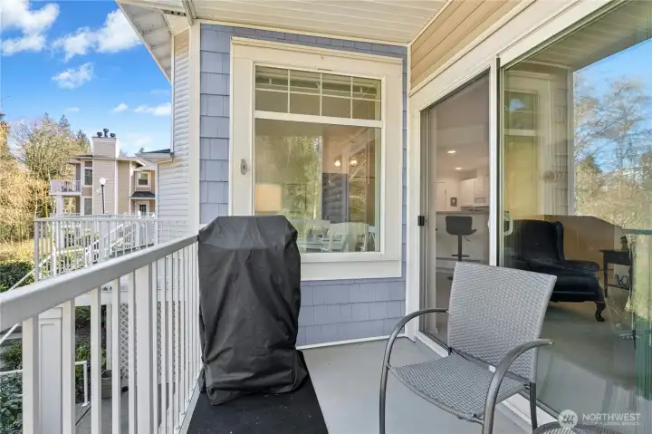 Comfortable gathering space with a peaceful, private outlook